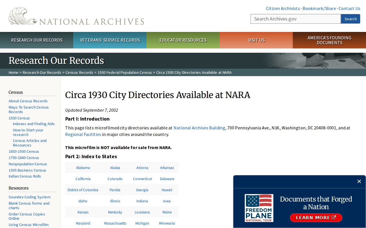 Broomfield city directory National Archives locality table