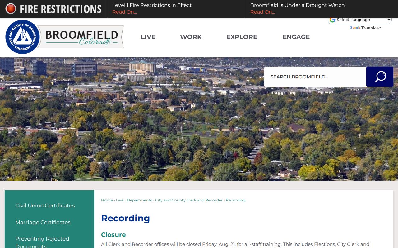 Broomfield residents directory recorded document search