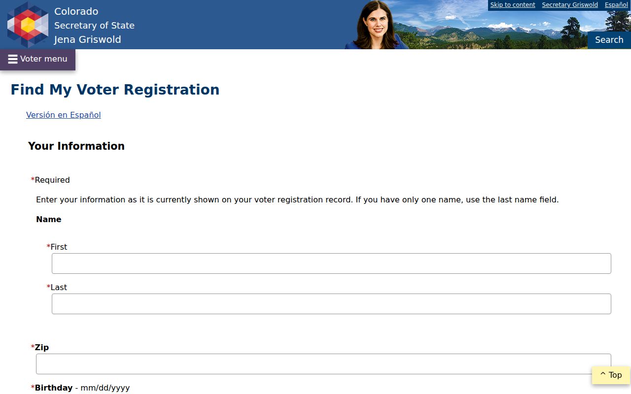 Broomfield resident lookup Colorado voter verification fields