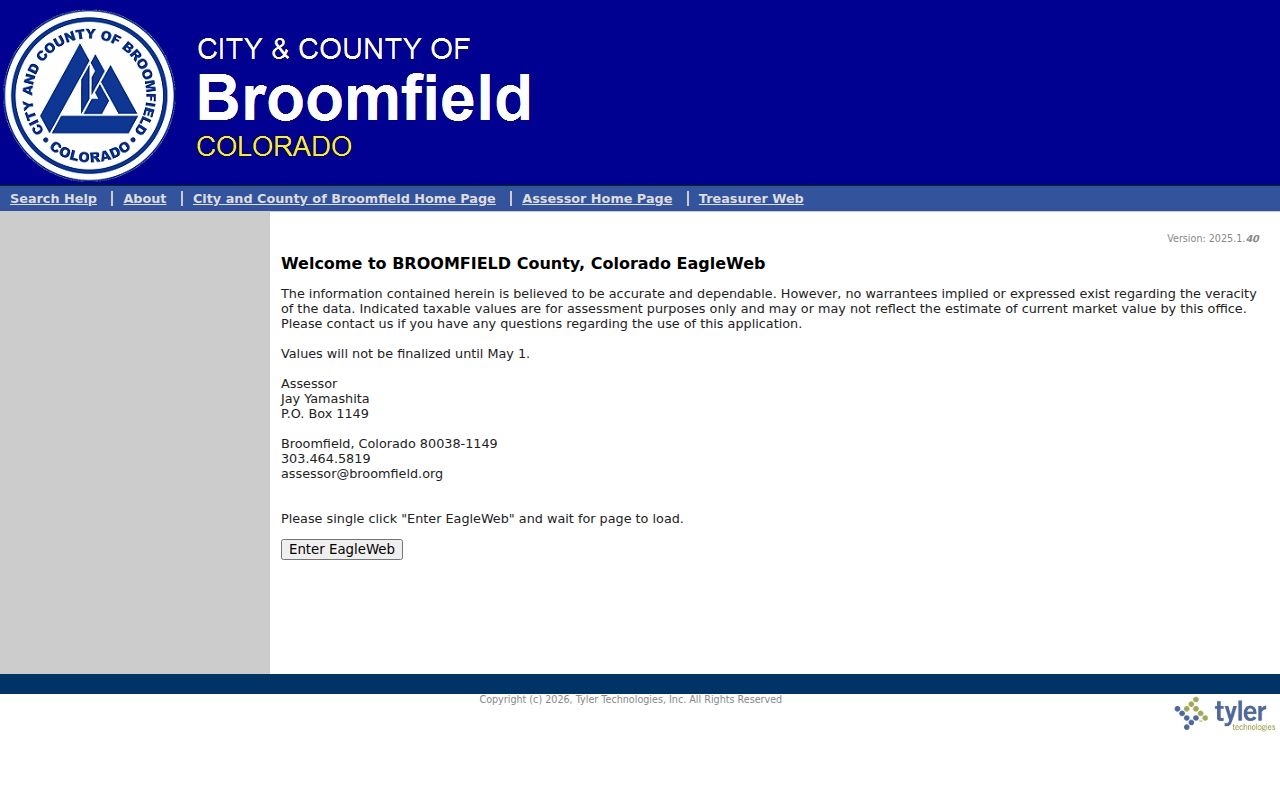 Broomfield street directory assessor address search controls